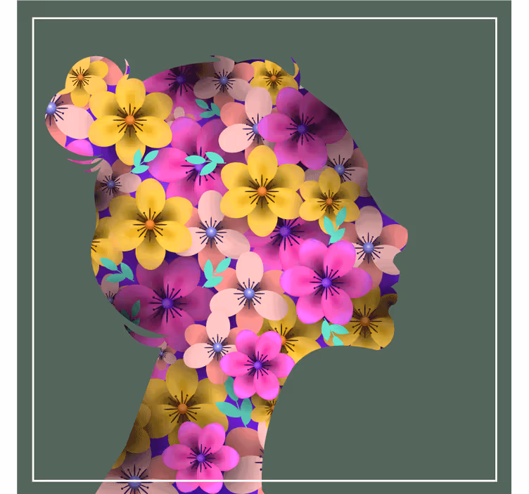 Moderne onderzetters floral silhouet profiel - TenStickers