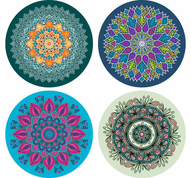 Onderzetters met ingewikkelde mandala patronen - TenStickers