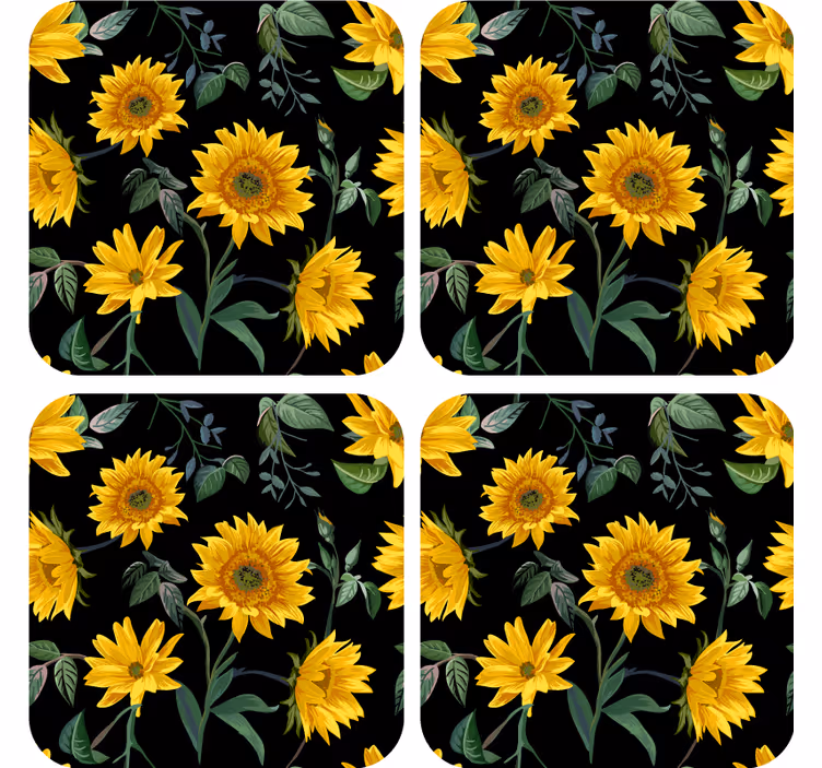 Moderne onderzetters met zonnebloem bloemenpatroon - TenStickers