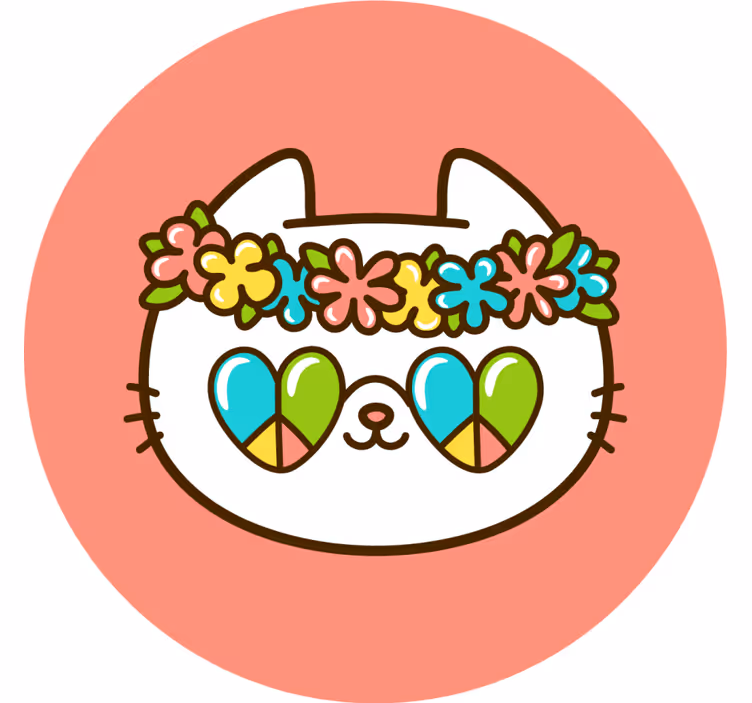 Enge onderzetters flower crown kat - TenStickers