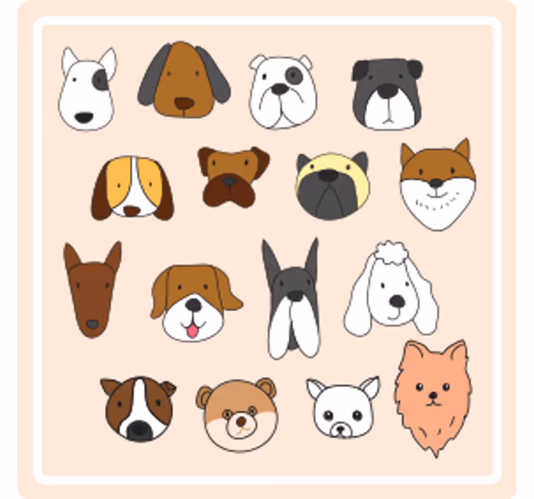 Enge onderzetters schattige dierengezichten - TenStickers