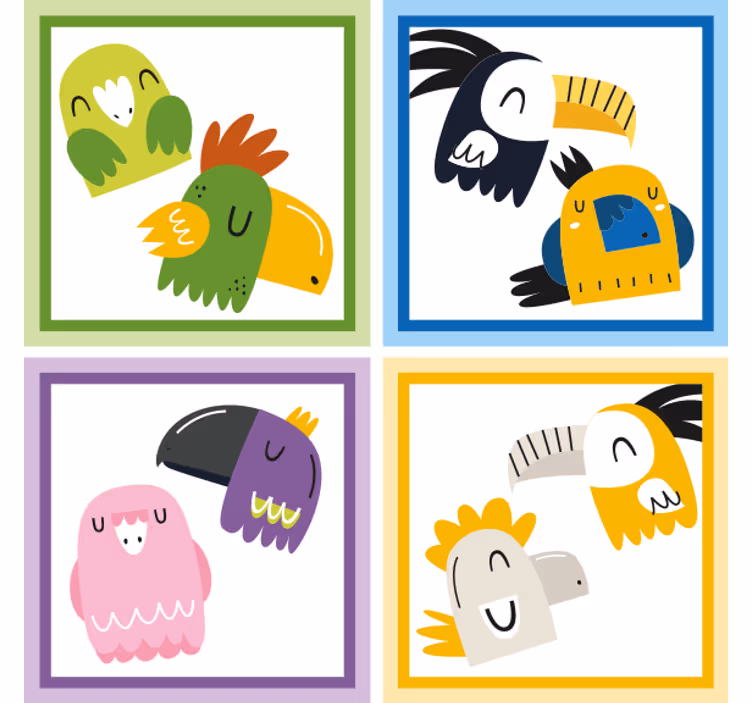 Bier onderzetters kleurvolle vogelgezichten - TenStickers