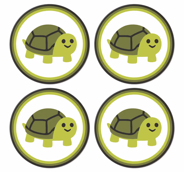 Enge onderzetters met lachende schildpad afbeelding - TenStickers