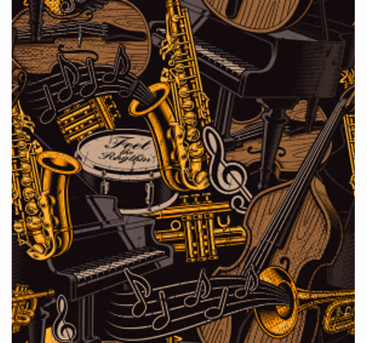Enge onderzetters muziekinstrumentenpatroon - TenStickers