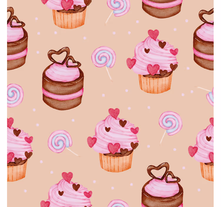 Gepersonaliseerde onderzetters zoete cupcake patroon - TenStickers