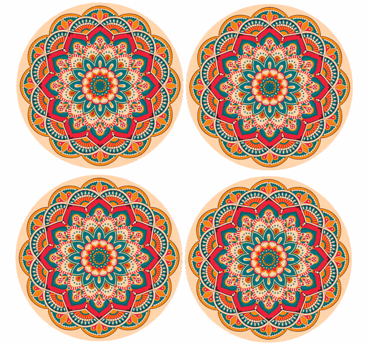Moderne onderzetters met mandala patroon rond - TenStickers