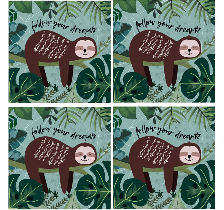 Enge onderzetters met inspirerende quote van luiaard - TenStickers
