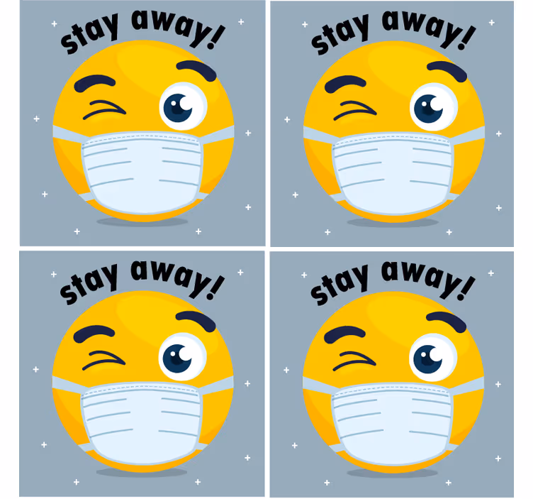 Onderzetters knipoog emoji met masker - TenStickers