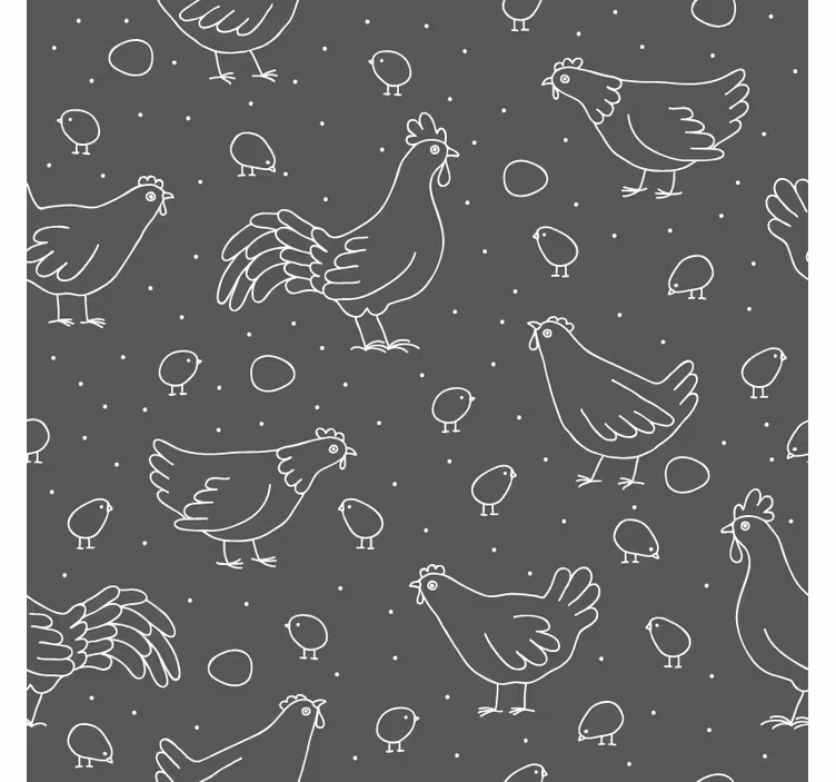 Vintage onderzetters met kippen en kuikens patroon - TenStickers
