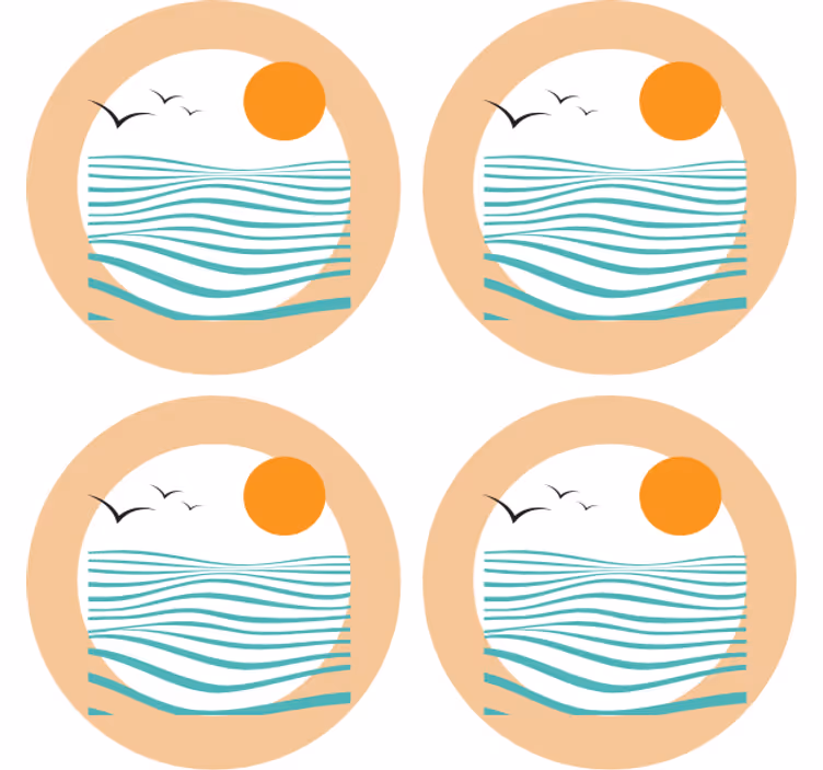 Moderne onderzetters golfpatroon zonsondergang - TenStickers
