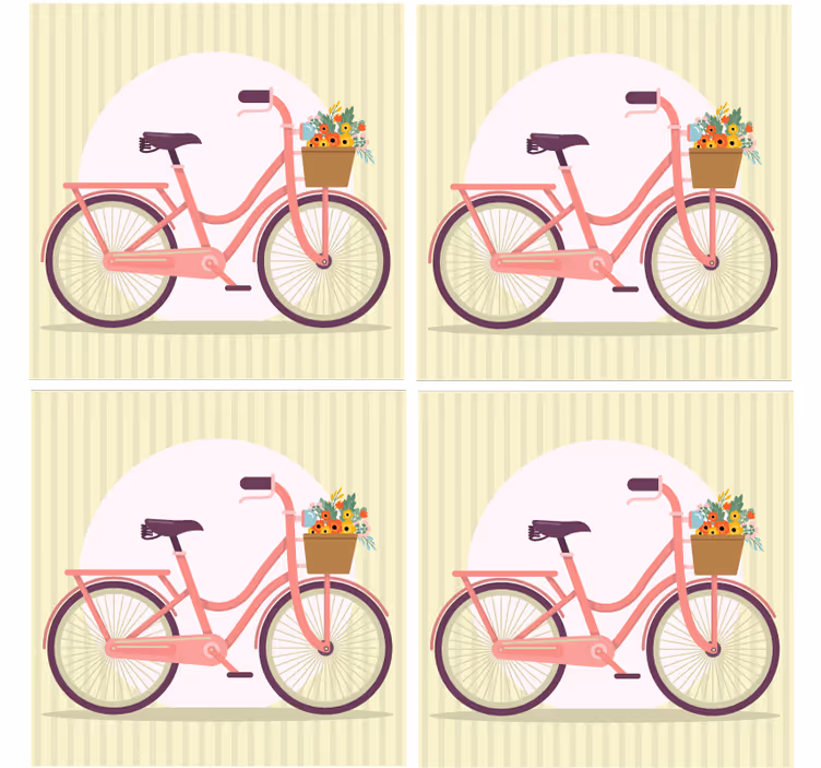 Moderne onderzetters roze fiets met bloemen - TenStickers