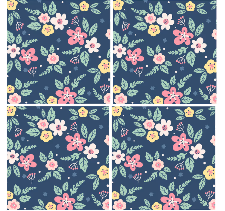 Moderne onderzetters met bloemenpatroon - TenStickers
