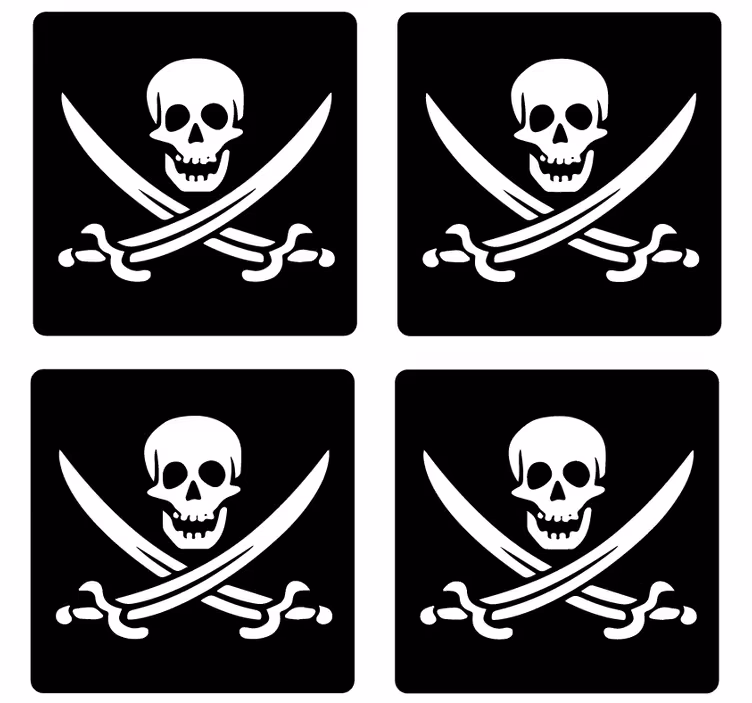 Enge onderzetters Piraat jolly roger - TenStickers