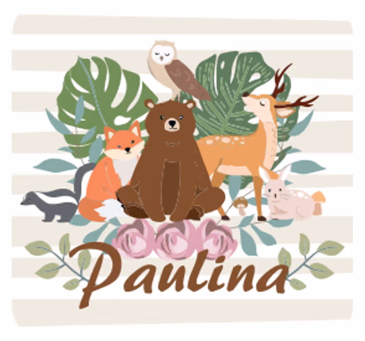 Gepersonaliseerde onderzetters schattige dierenbijeenkomst - TenStickers