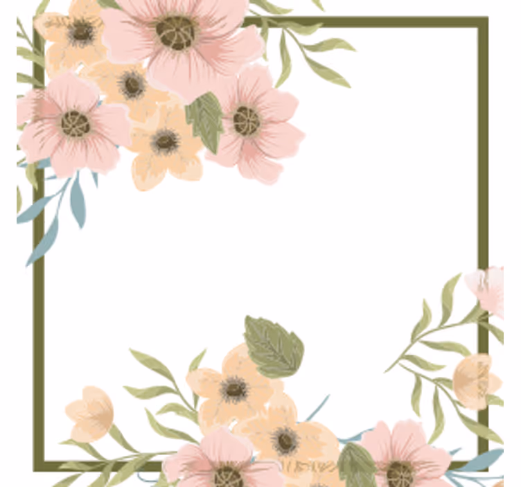 Moderne onderzetters met bloemenrand frame - TenStickers