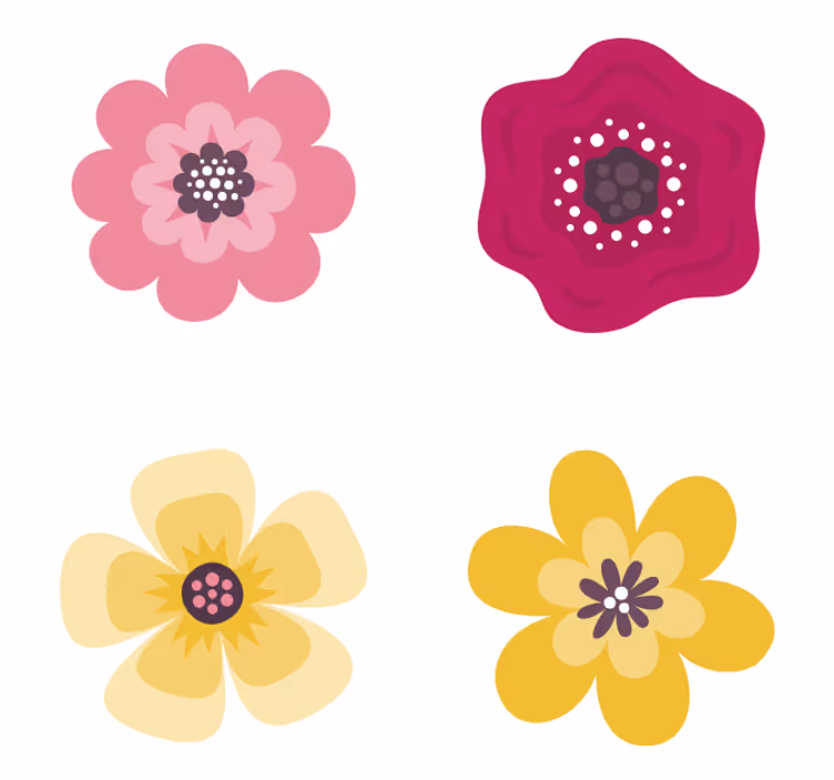 Enge onderzetters met levendige bloemenpatronen - TenStickers