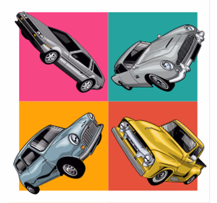 Vintage onderzetters klassieke auto quartet - TenStickers