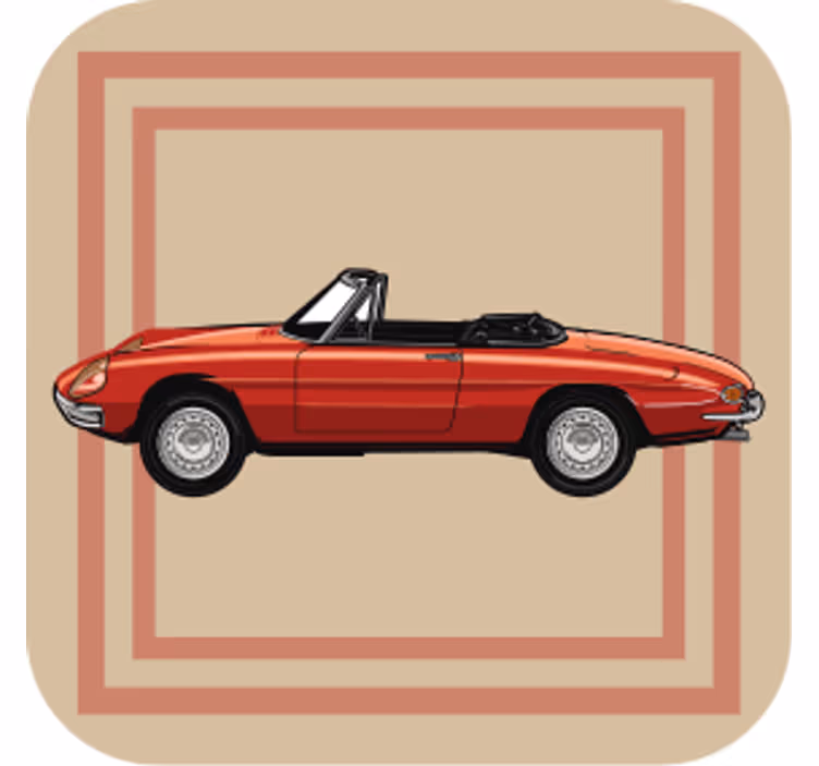 Vintage onderzetters vintage cabriolet illustratie - TenStickers
