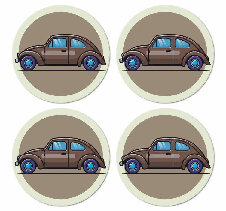 Vintage onderzetters vintage auto illustratie - TenStickers