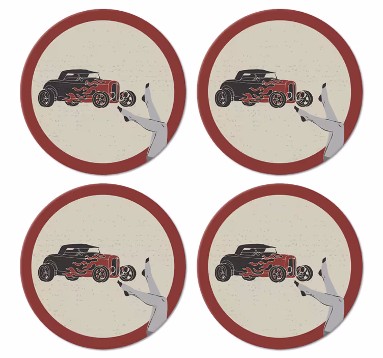 Vintage onderzetters vurige hot rod - TenStickers
