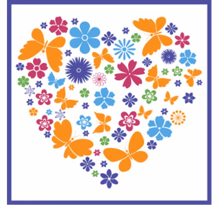Moderne onderzetters bloemhart arrangement - TenStickers