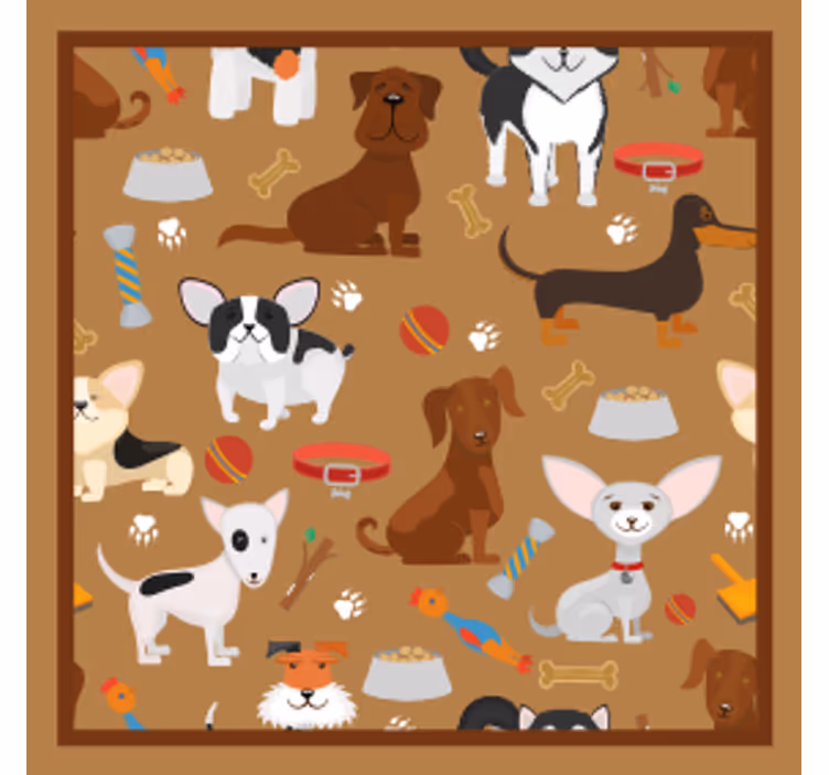 Moderne onderzetters met speelse hondenillustraties - TenStickers