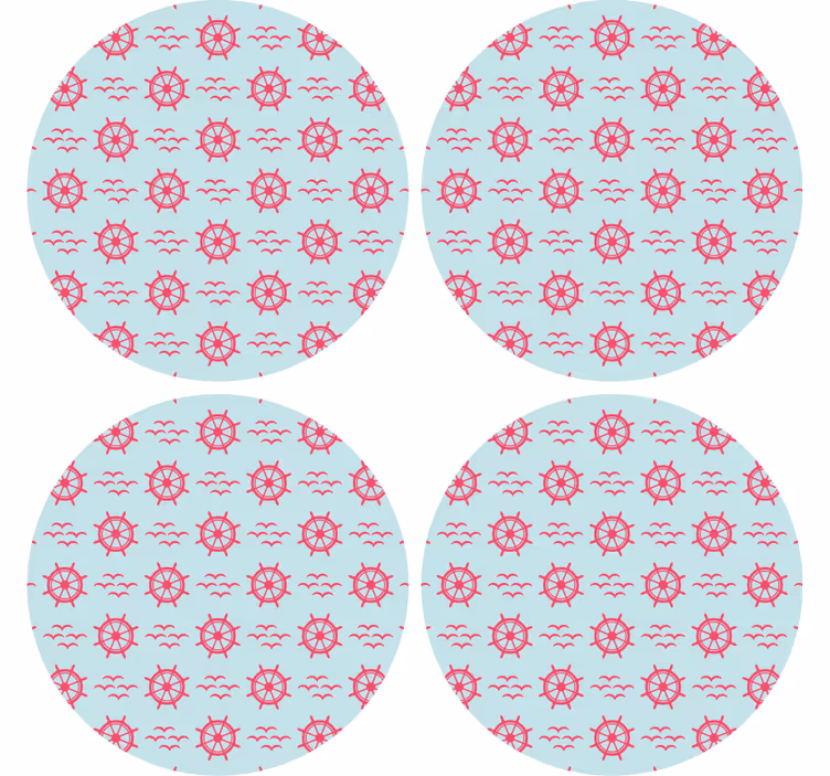 Enge onderzetters met nautisch wielenpatroon - TenStickers