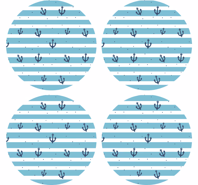 Bier onderzetters nautische streep anker patroon - TenStickers