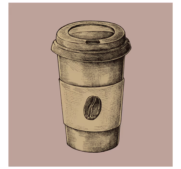 Vintage onderzetters met geïllustreerde koffiemok - TenStickers