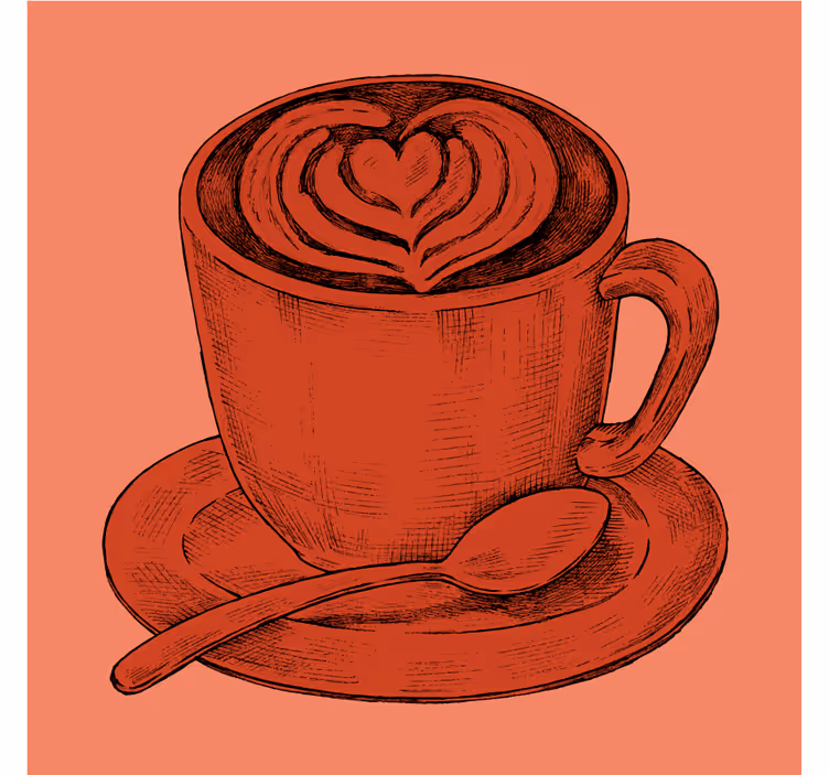 Vintage onderzetters hartmotief koffiekop - TenStickers