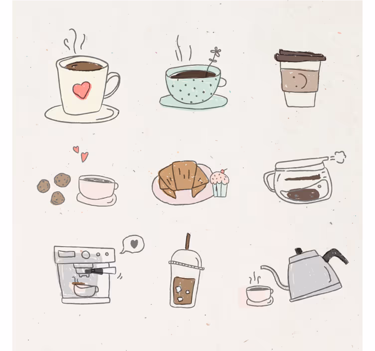 Moderne onderzetters beverage illustratie collage - TenStickers