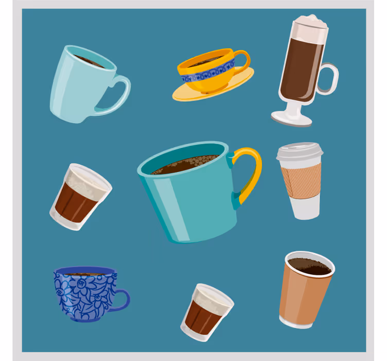 Moderne onderzetters voor verschillende koffiemokken - TenStickers