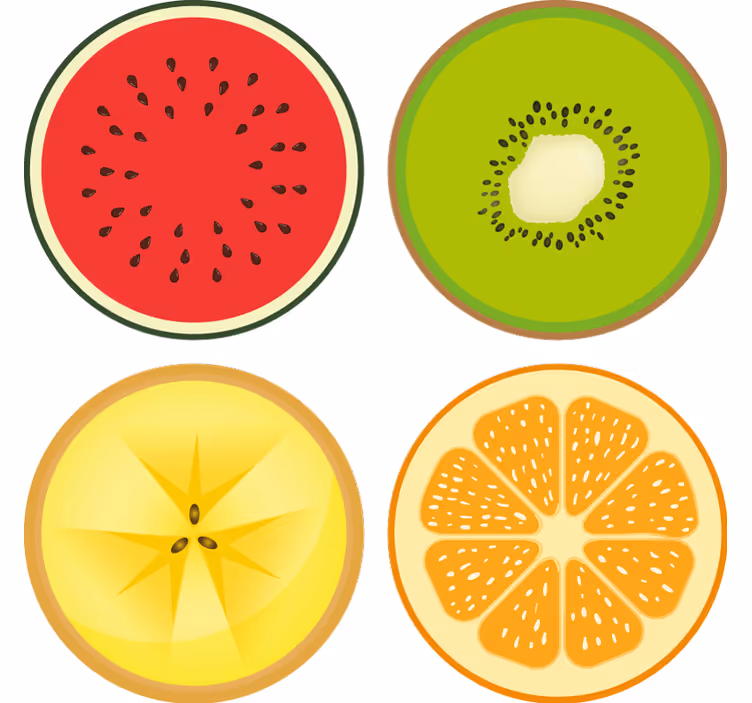 Moderne onderzetters fruit slice coasters set - TenStickers
