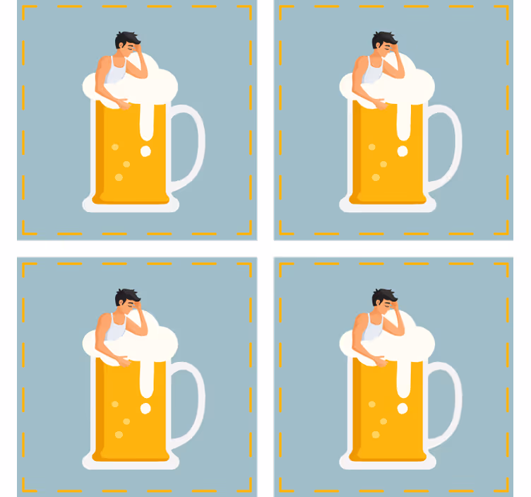 Bier onderzetters relaxte bierbeker illustratie - TenStickers