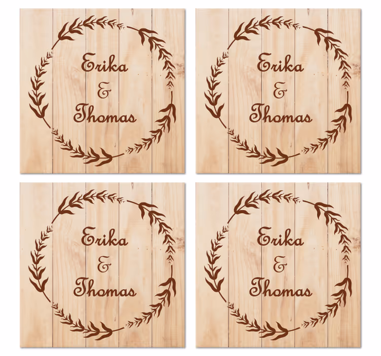 Onderzetters bruiloft Hout olijftak - TenStickers