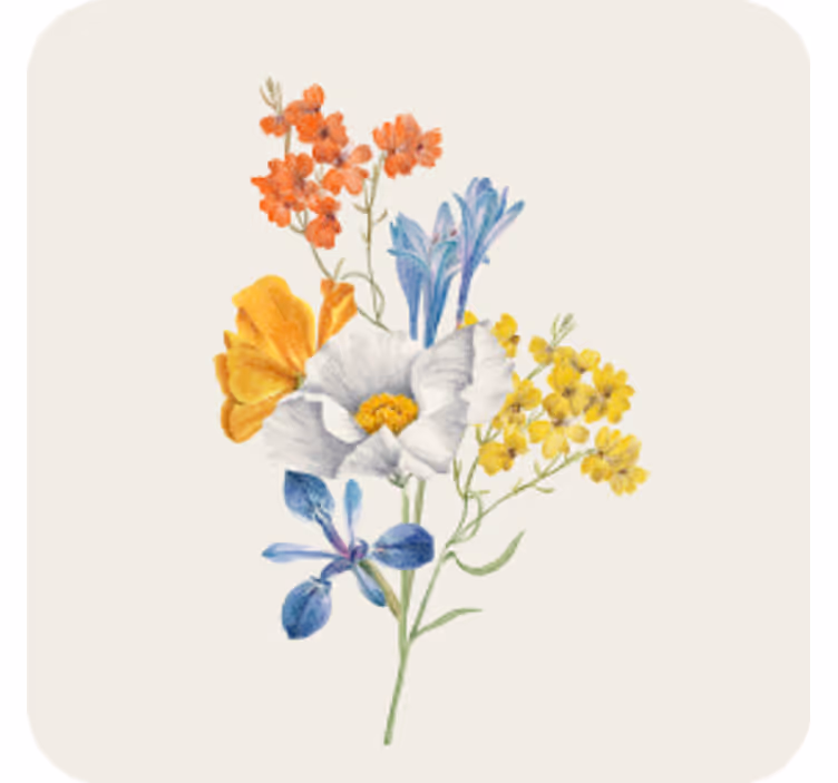 Kleurrijk bloemstuk vintage onderzetters - TenStickers