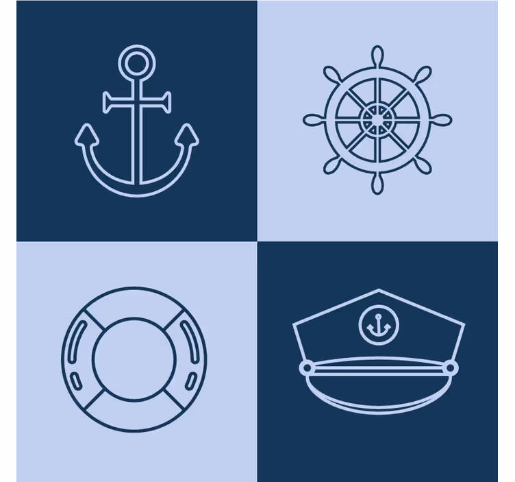 Moderne onderzetters met anker en nautische iconen - TenStickers