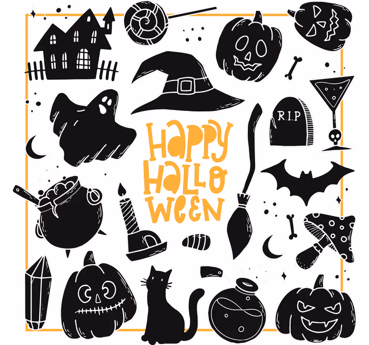 Halloween onderzetters met griezelige illustraties - TenStickers