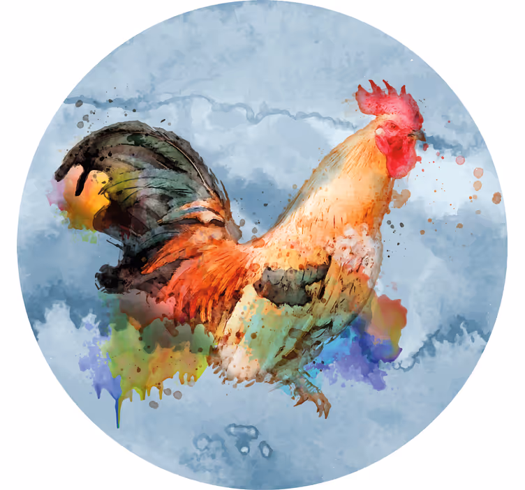 Enge onderzetters met levendige haanillustratie - TenStickers