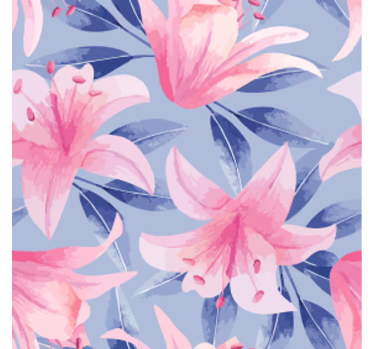 Onderzetters bloemenpatroon met roze lelies - TenStickers