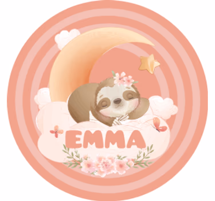 Gepersonaliseerde onderzetters sloth moon floral - TenStickers