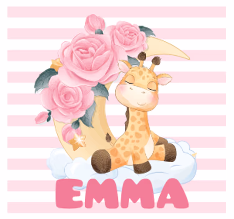Gepersonaliseerde onderzetters giraffe met bloemenmaan - TenStickers
