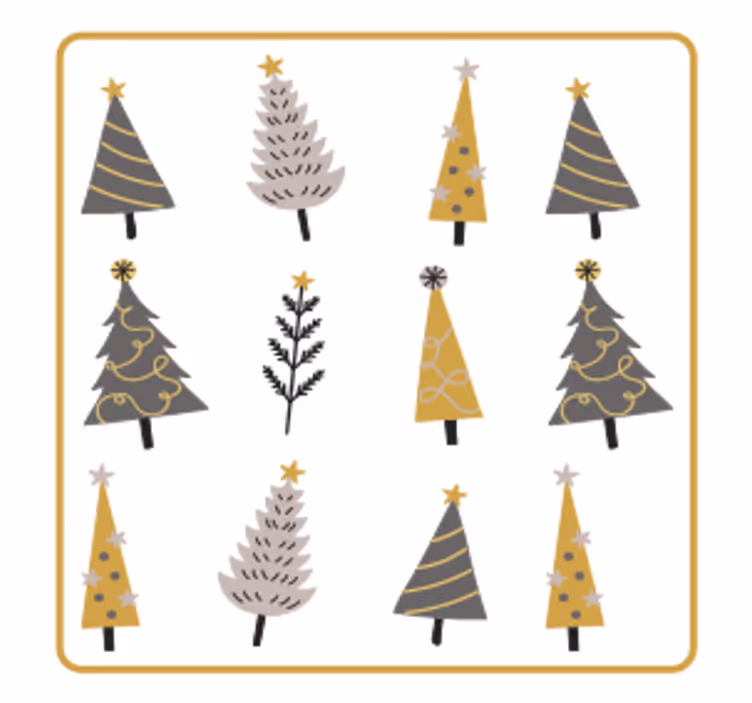 Kerst onderzetters gestileerde kerstbomen - TenStickers