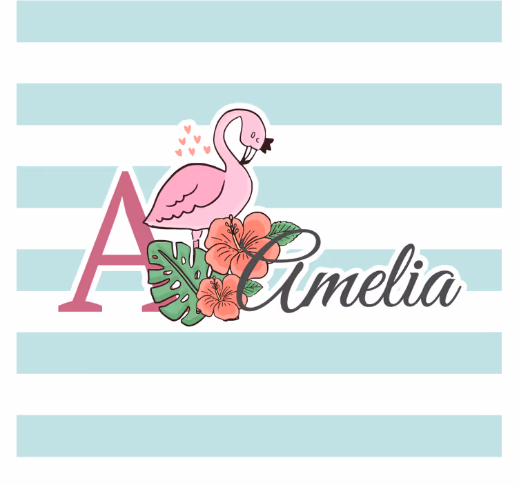 Gepersonaliseerde onderzetters flamingo bloemen - TenStickers