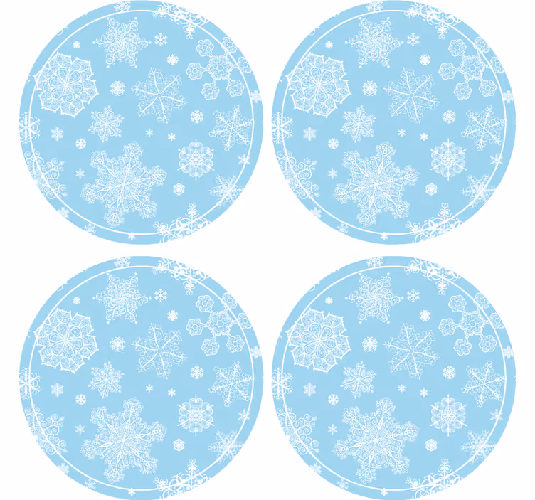 Kerst onderzetters met sneeuwvlokpatroon cirkel - TenStickers