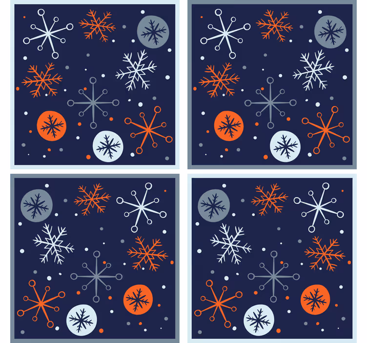 Kerst onderzetters met sneeuwvlokpatroon - TenStickers