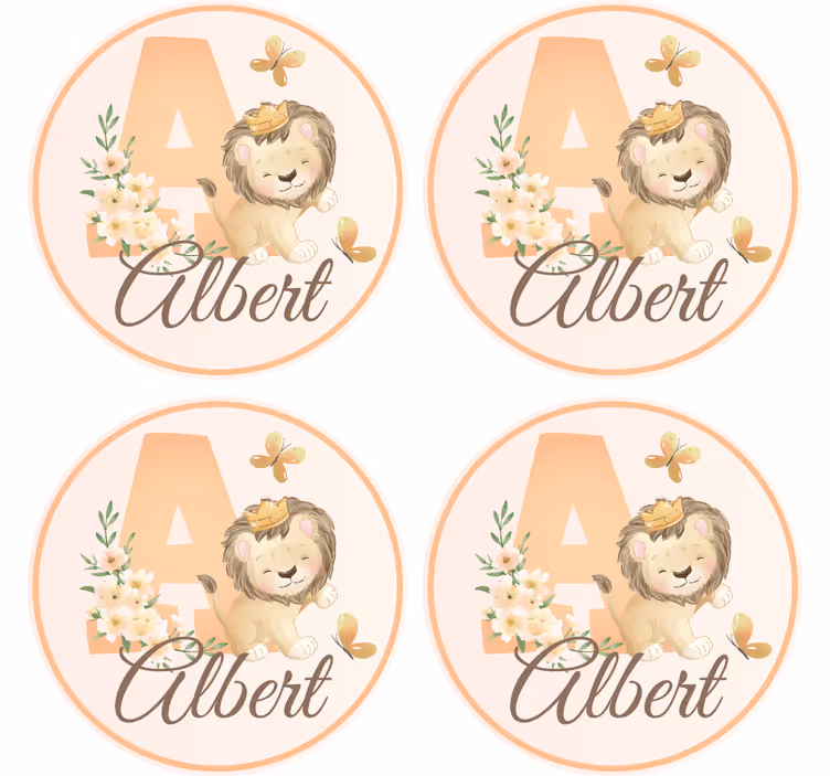 Gepersonaliseerde onderzetters met speelse leeuwendesign - TenStickers