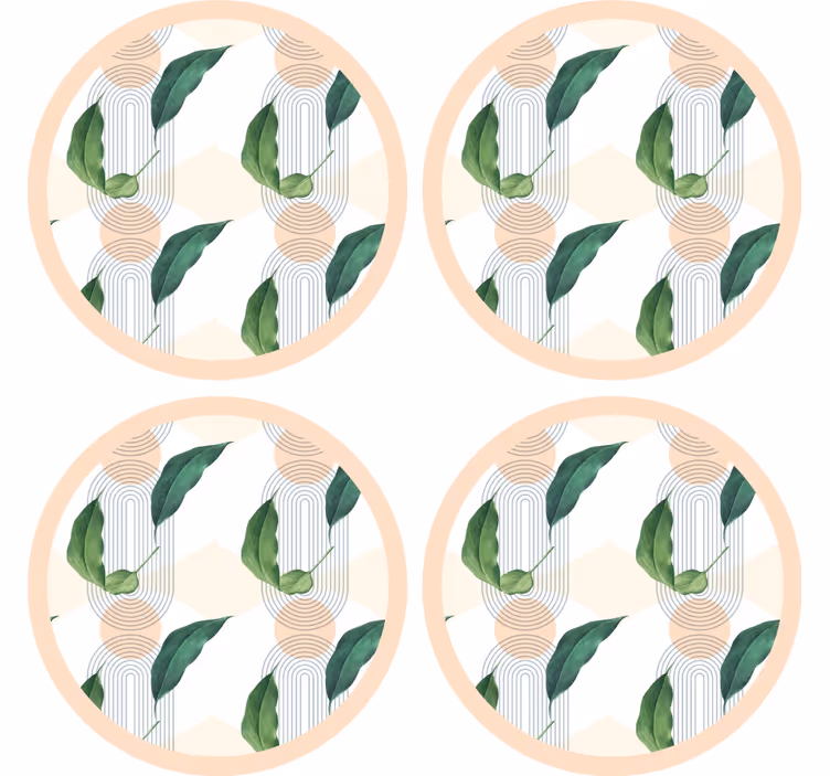 Moderne onderzetters met bladachtig geometrisch patroon - TenStickers