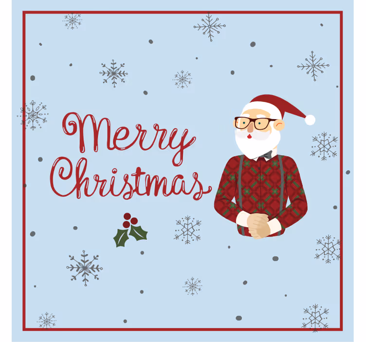 Kerst onderzetters kerstman met sneeuwvlokken - TenStickers