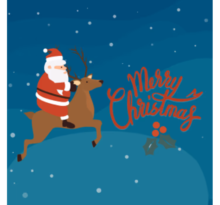 Kerst onderzetters kerstman op rendier - TenStickers